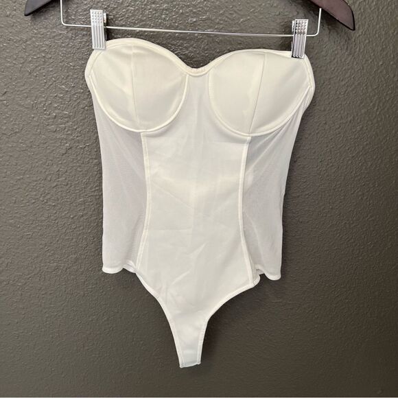 NWOT Revolve x Superdown Mesh Bustier Bodysuit in Ivory | Size M - Picture 4 of 12